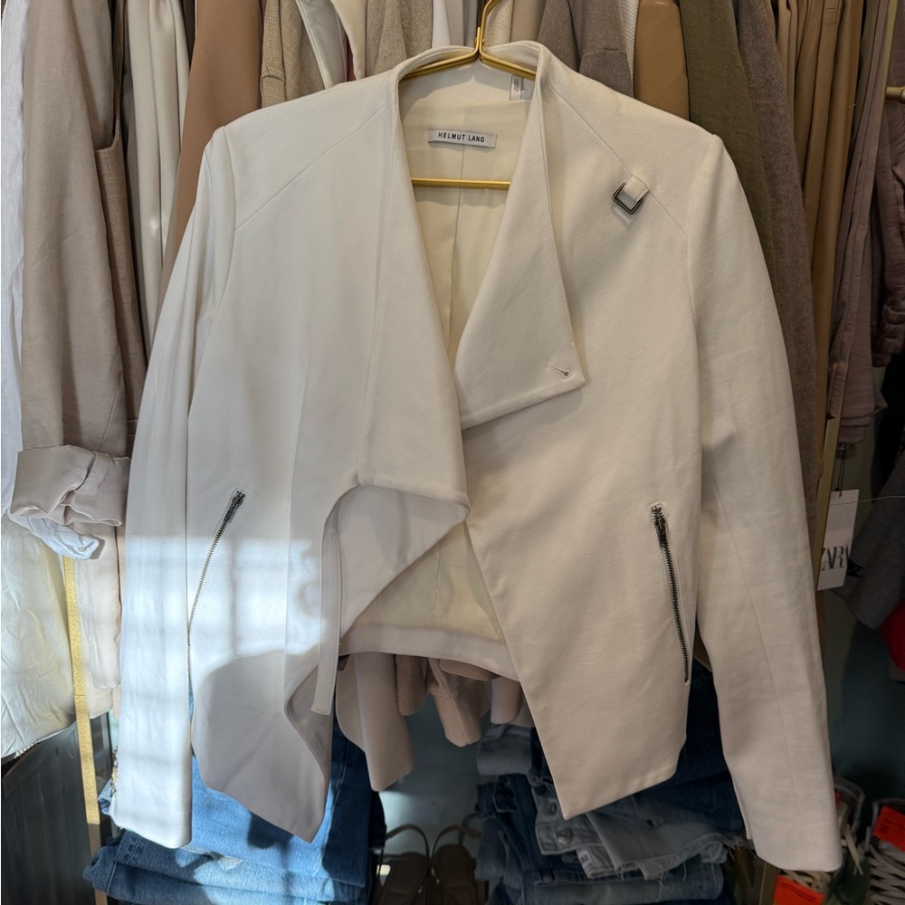 Helmut Lang Cream Blazer with Zipper Details